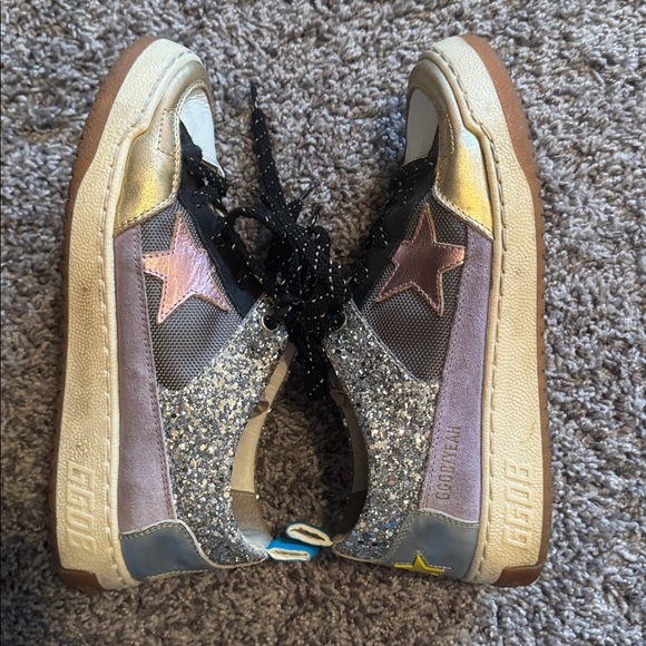 Golden Goose HTF Glitter Gold Lavender and Black Sneakers Size 8 - Picture 15 of 15